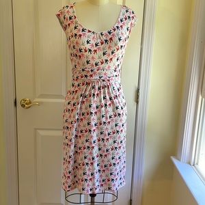 Boden bird-print jersey dress